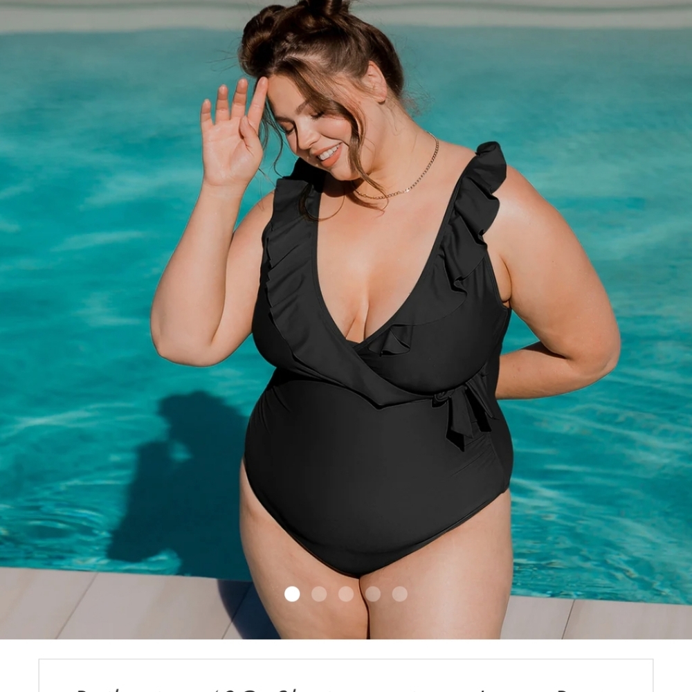 Kindred Bravely Nursing & Maternity One Piece Wrap Swimsuit Black M